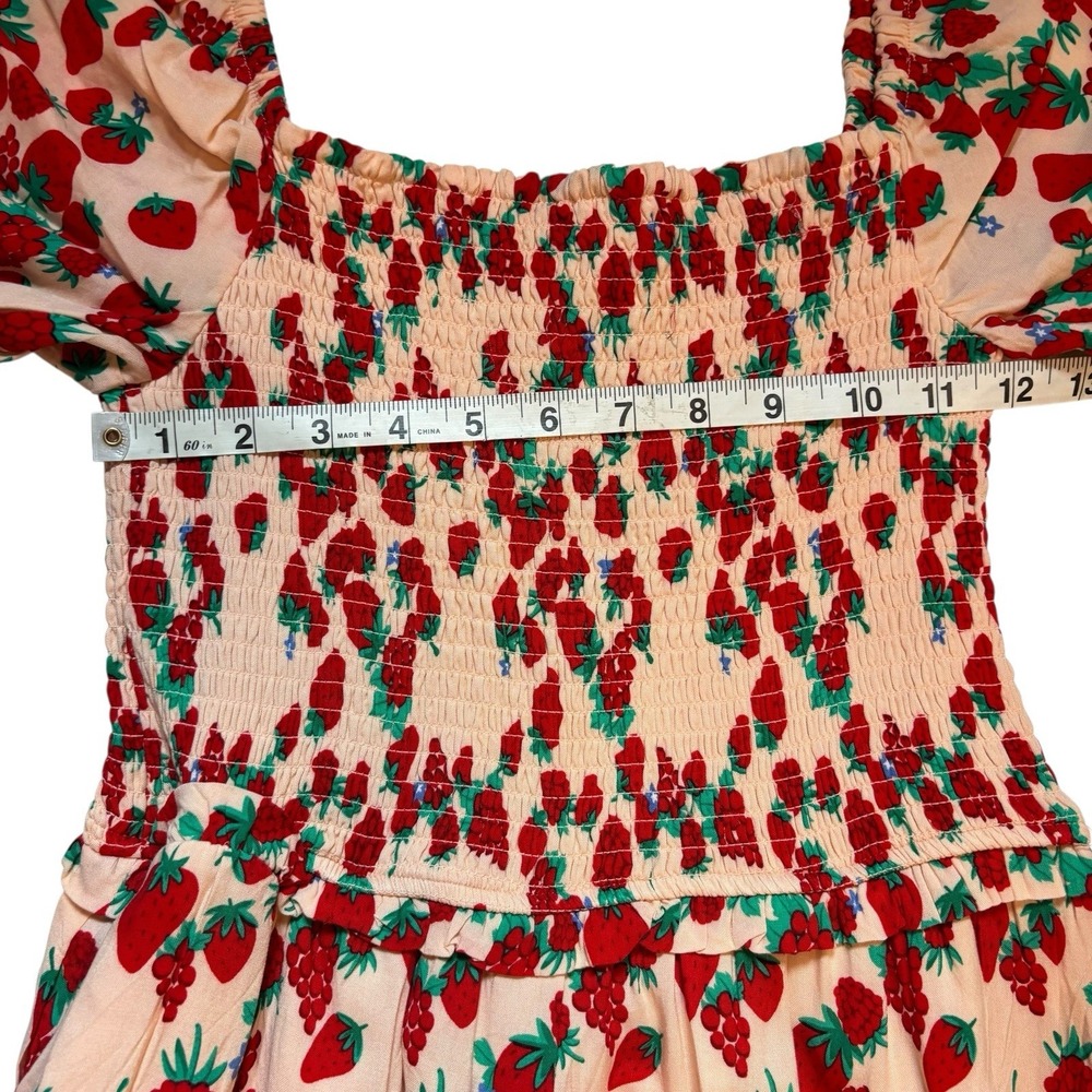 Betsey Johnson - PEARL BLUSH Strawberry Fields Maxi Dress Women S Small Pink Red - Picture 6 of 9